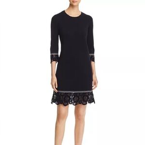 Tory Burch Navy Blue Lace-Trim Merino-Wool Sweater Dress XXS NWT